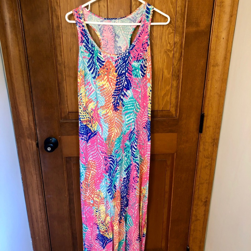 Lilly Pulitzer bright patterned maxi dress